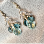 745 boucles d'oreilles aigue marine, swarovski, argent sterling